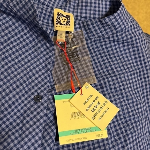 Nwt Anne Klein Blue Button Down Shirt Size 0X - Picture 5 of 7